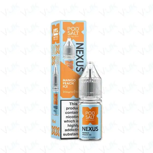 mango-peach-ice_-nexus-nic-salts.webp سالت یخ هلو انبه نکسوس پادسالت Pod Salt Nexus Mango Peach Ice 30ml Nicotine Salt - Image 1