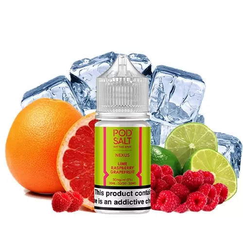 11111converted-POD-SALT-NEXUS-LIME-RASPBERRY-GRAPEFRUIT-ICE-SALT-JUICE-30ml.webp سالت لیمو ترش تمشک پادسالت PodSalt Nexus Lime Raspberry Grapefruit Salt Nicotine - Image 1