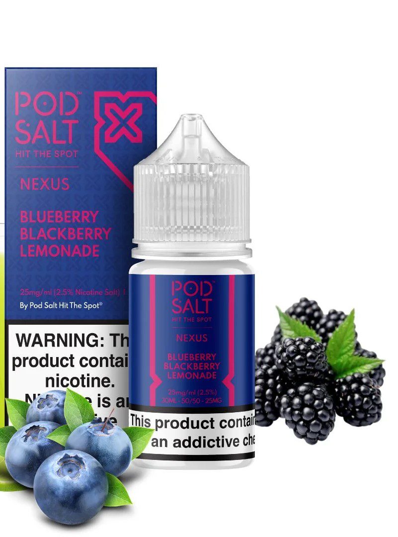 NEXUS-BLUEBERRY-BLACKBERRY-LEMONADE-30ML-25mg.jpg سالت بلو بری بلک بری پادسالت Pod Salt Nexus Blueberry Blackberry Lemonade 30ml Nicotine Salt - Image 1