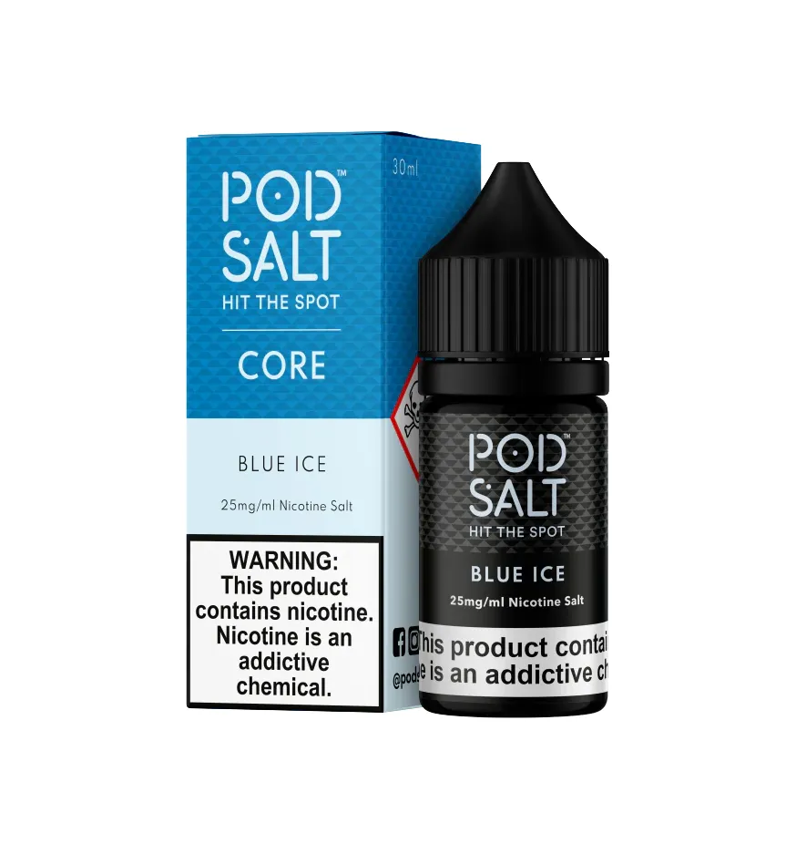 PODSALTBLUEICE30ML-_1_0f2bdd45-947a-46ad-82d5-96f66e23c241.webp سالت یخ آبی پادسالت Pod Salt Core Blue Ice 30ml Nicotine Salt - Image 1