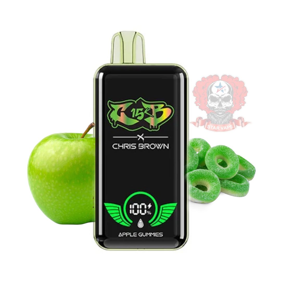 Picsart_26-02-25_11-21-59-602-1.jpg یکبار مصرف سیب ترش تمشک 15Kپاف | CHRIS BROWN NEW SOUR APPLE RASPBERERRY 15K PUFF - Image 1