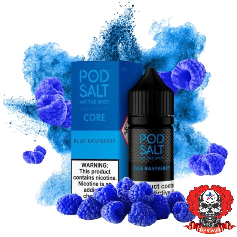 Pod-Salt-Core-Blue-Raspberry-1.jpg سالت تمشک آبی پادسالت PodSalt Core Blue Raspberry Salt Nicotine - Image 1