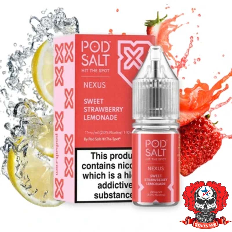 sweet-straw.jpg سالت توت فرنگی لیموناد پادسالت PodSalt Nexus Sweet Strawberry Lemonade Salt Nicotine ICE EDITION - Image 1